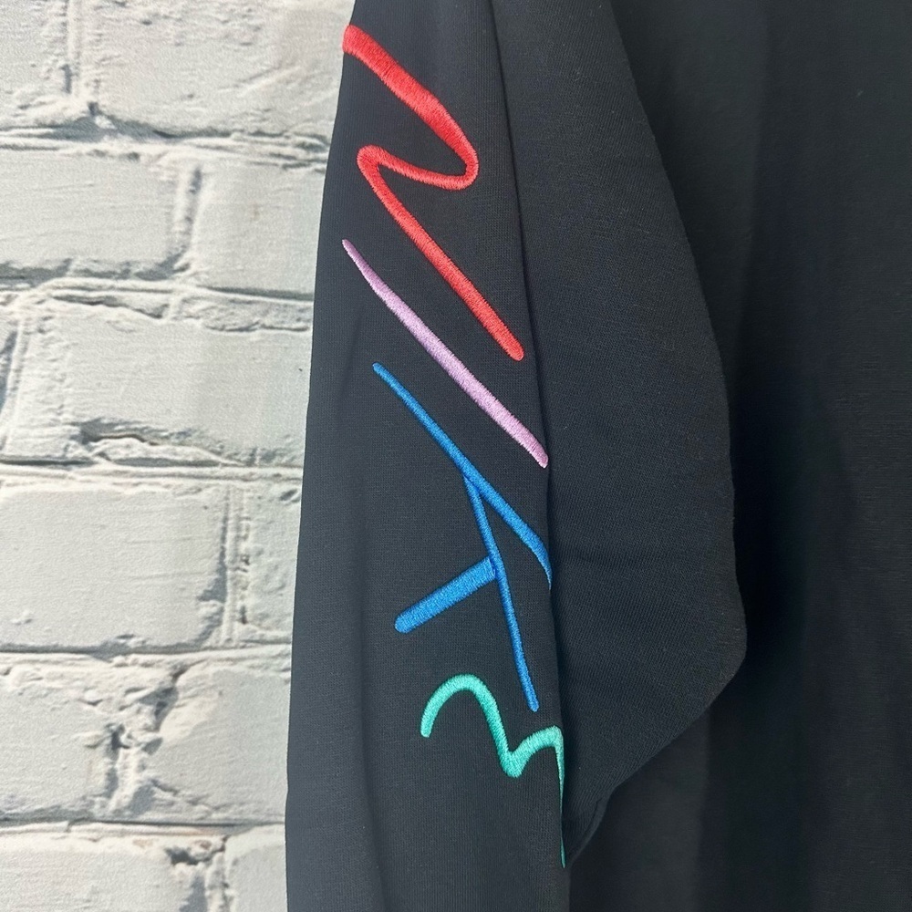 Nike Mens Club Fleece Colorful embroidered Graphic Crewneck Sweatshirt XXL Black - Picture 5 of 10